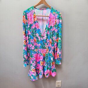 Lilly Pulitzer Women's Floral Print Romper Dress S 94% Rayon 6% Elastane Multico